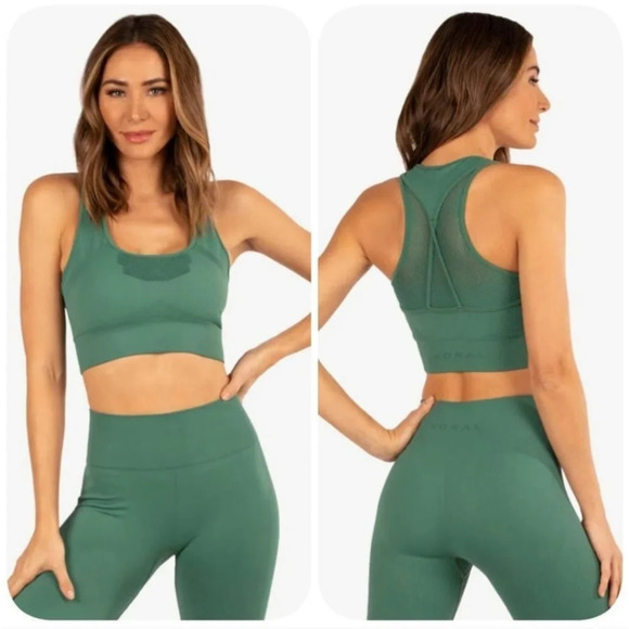Koral Cedar Seamless Bra - Duffle Green Sz S